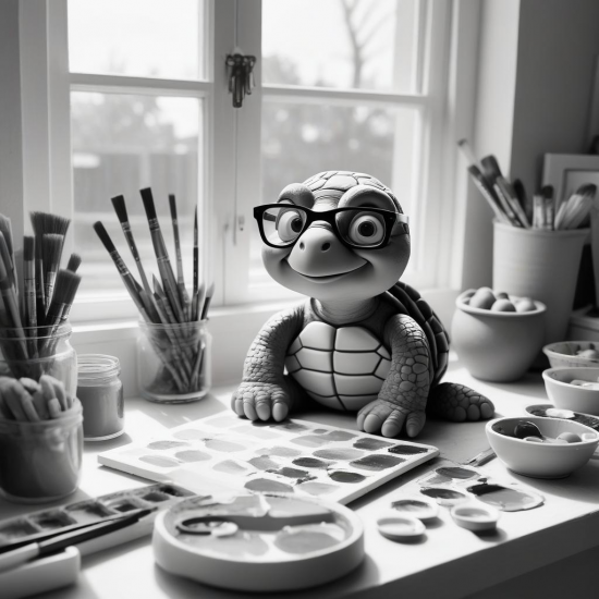 Freepik 35mm film photography a cartoon turtle artist with 10644